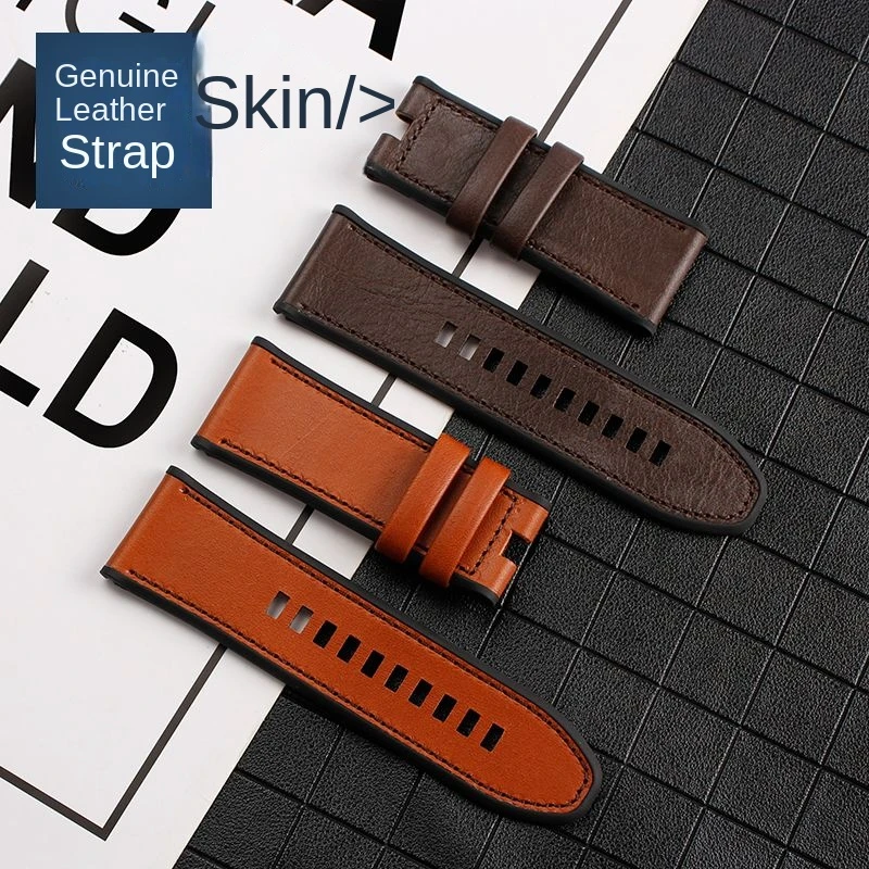 For Diesel large dial Black Warrior DZ7395 DZ4496 DZ7396 cowhide silicone bottom watch strap Watchband Bracelet men 28mm