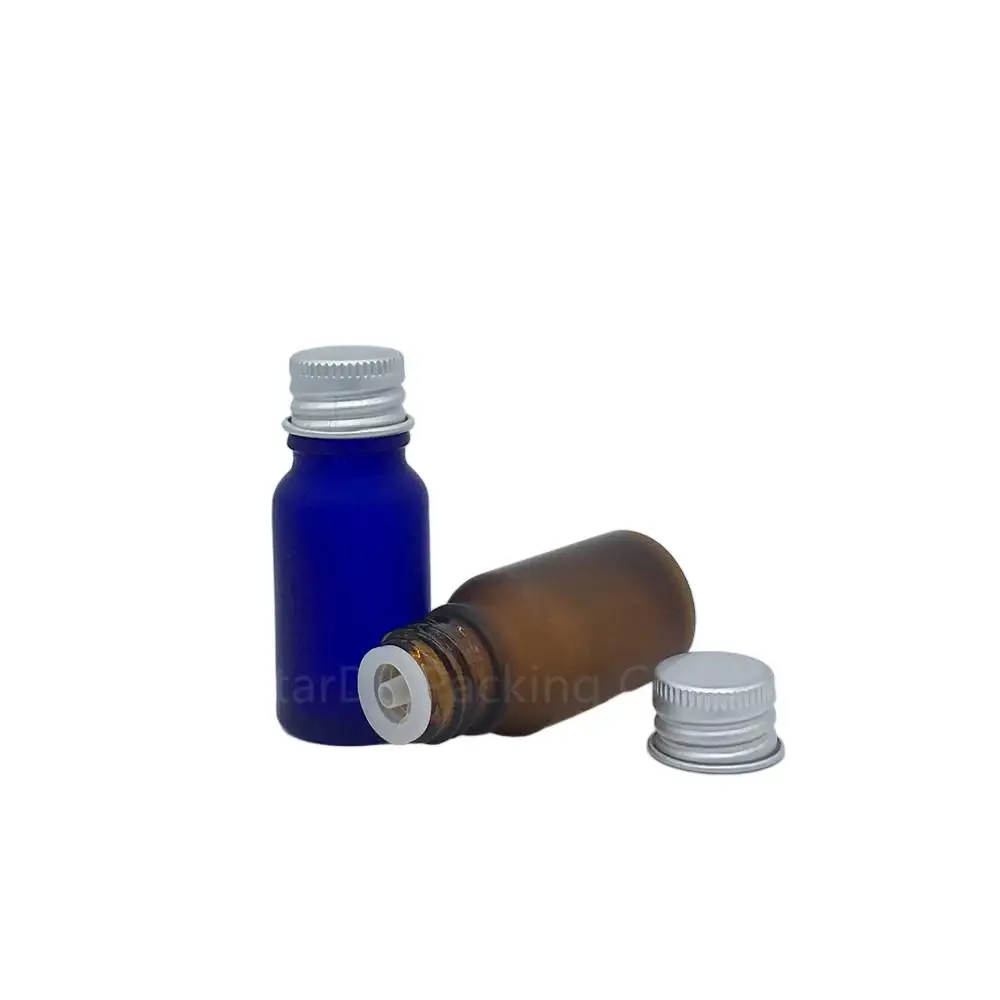 

500pcs/lot Travel Bottle 10ml Green Blue Amber Transparent Frosted Glass Bottle, Vials Essential Oil Bottle With Aluminum Cap
