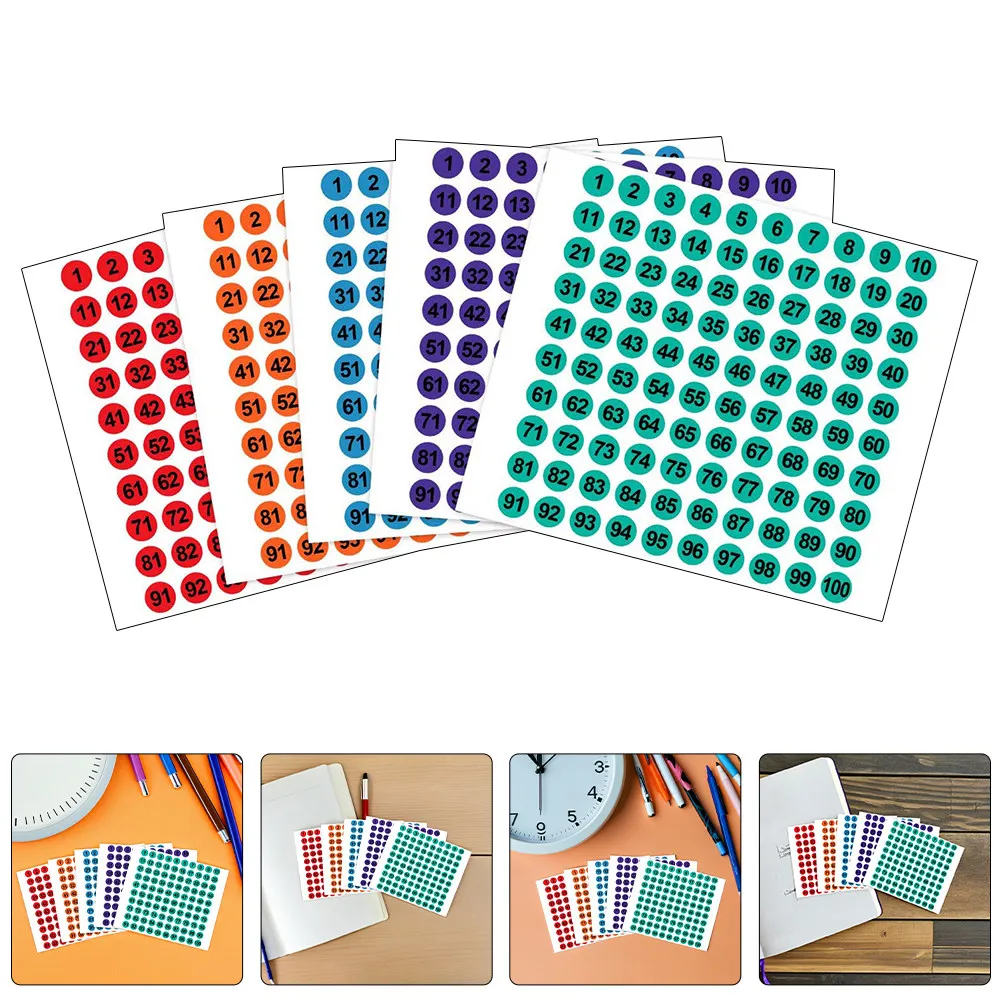 

2500Pcs Number Stickers Digital Sequential Labels 1-100 Round Self-Adhesive for Office School Organizing Storage Boxes
