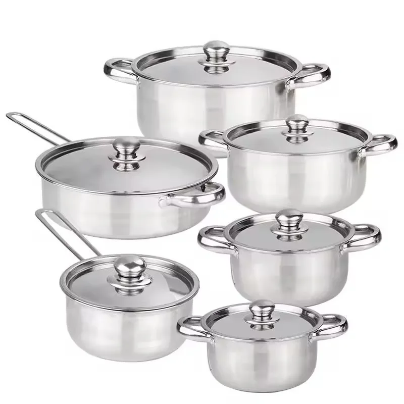 Non-stick Ceramic Coating Kitchenware Stainless Steel Casserole Pan Soup Pot Frying Pan Cookware Sets With Handle