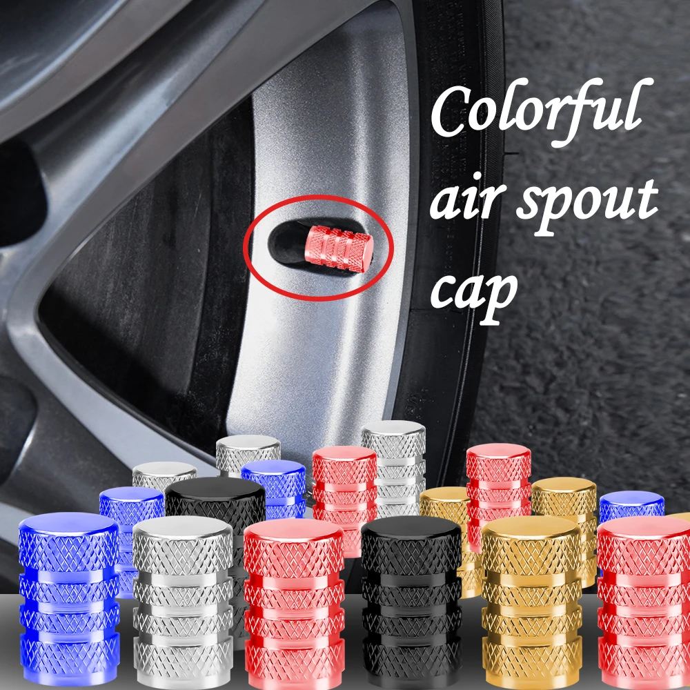 4Pcs Silver Car Tire Valve Stems Cap Knurling Style Tire Valve Cap Aluminum Tire Wheel Stem Air Valve Cap Car Accessories