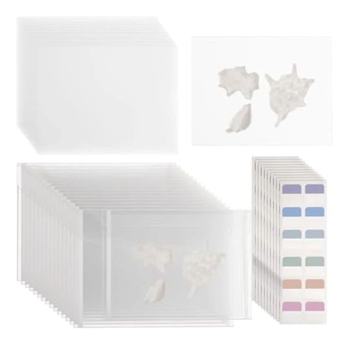 1 Set Clear Stamp Storage Set with Index Tags Blank Clear Stamp Storage Set for Scrapbooking Supplies