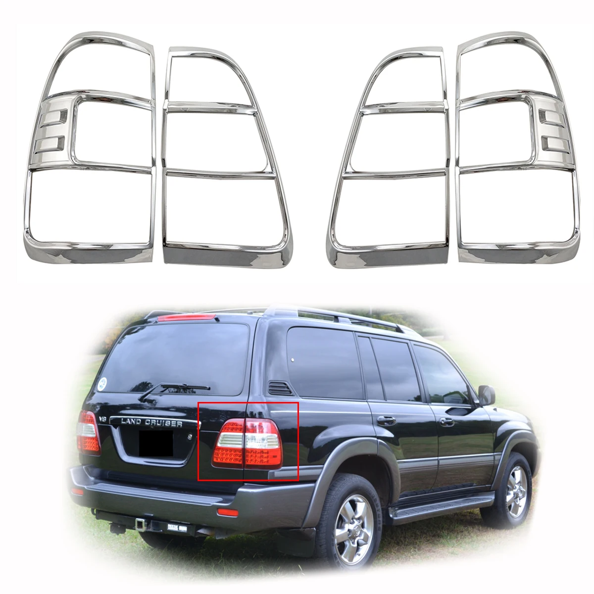 

YOYO Chrome Car Accessories Tail Lamp Cover Trim Paste Style For Toyota Land Cruiser LC100 FJ100 100 V8 4700 2006 2007 2008