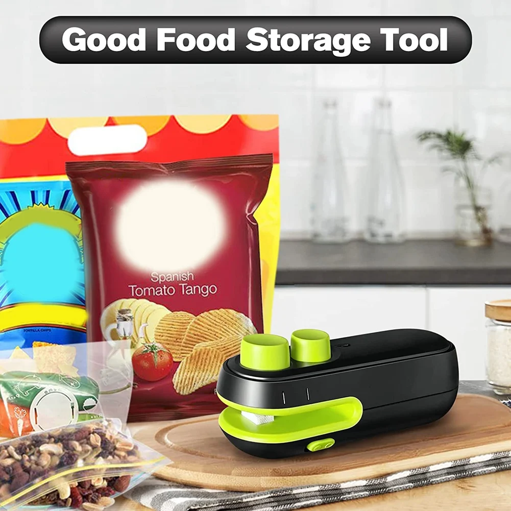 Portable Mini Bag Sealer Plastic Package Storage Bag Black Handheld Heat Sealing Clips Food Snack Fruit Fresh Keeping Gadgets