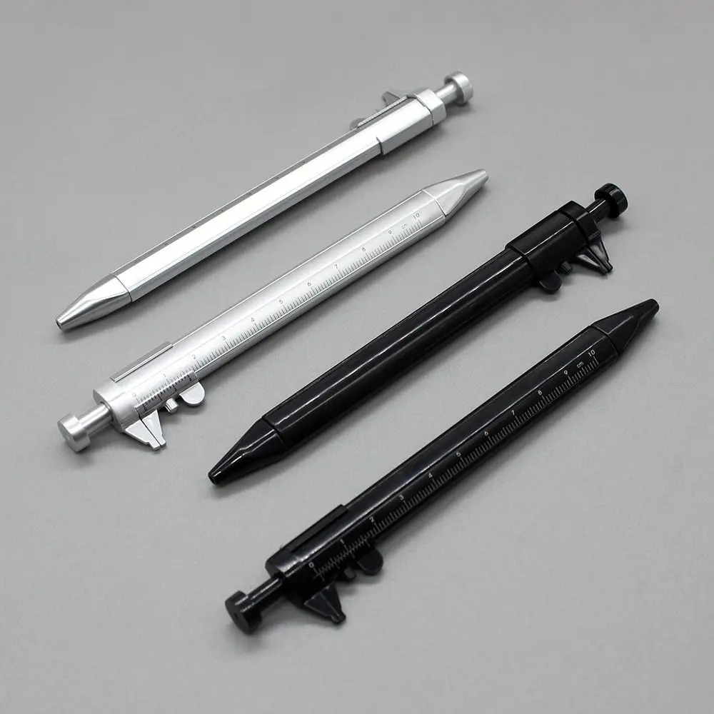 Multifunction Plastic Vernier Caliper Pen 1.0mm With Scale Gel Pen Press Type Ballpoint Pen Stationery Gift