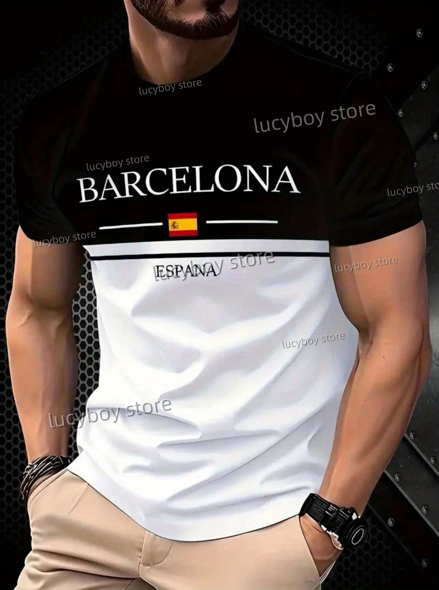 

2025 Mens 3d Print Barcelona Graphic T Shirts O-Neck Short Sleeve Sport Football T-Shirt T Shirt For Man Men's Clothing