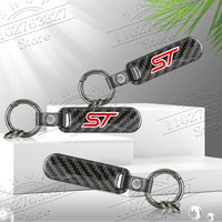 ST Logo Car Keychain Carbon Fiber Zinc Alloy Keyrings Pendant For Ford Focus Kuga MK3 MK4 Puma Fiesta ST Line Accessories