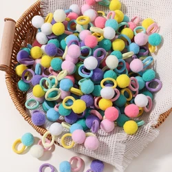 20pcs/lot Girl Elastic Hair Bands Girls Plush Ball Rubber Band for Children Sweets Scrunchie Hair Ties Kids Hair Accessories