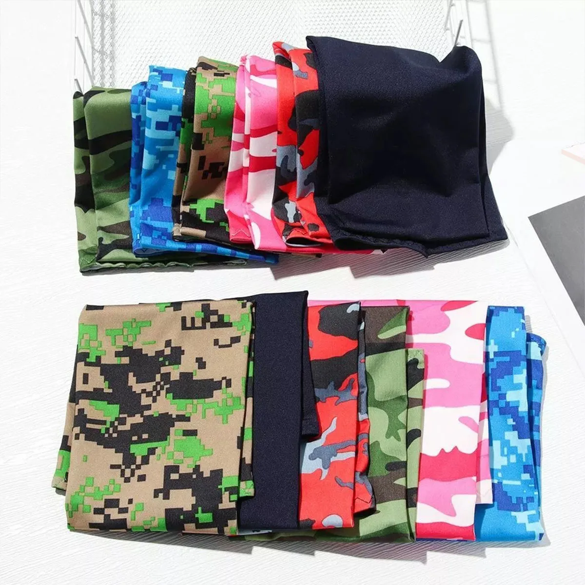 4 pares de trajes de camuflaje de moda, protectores de brazos de seda de hielo de 8% spandex, protectores de brazos de seda de hielo para exteriores, ropa de pesca para hombres y mujeres, fundas de hielo de camuflaje finas de primavera y verano