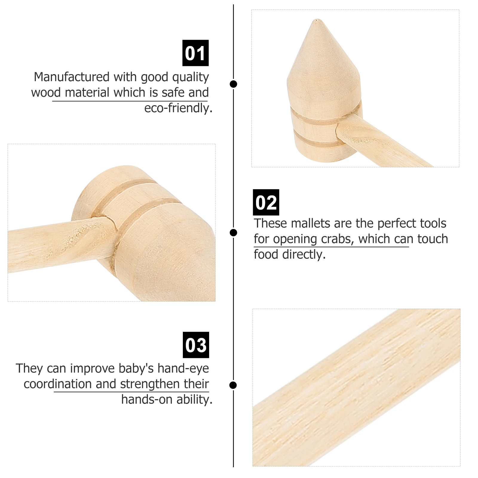 

10 Pcs Mini Wooden Mallets Craft Hammers Cake Tools Seafood Crab Lobster Safe Eco Friendly Wood Material Home Restaurant