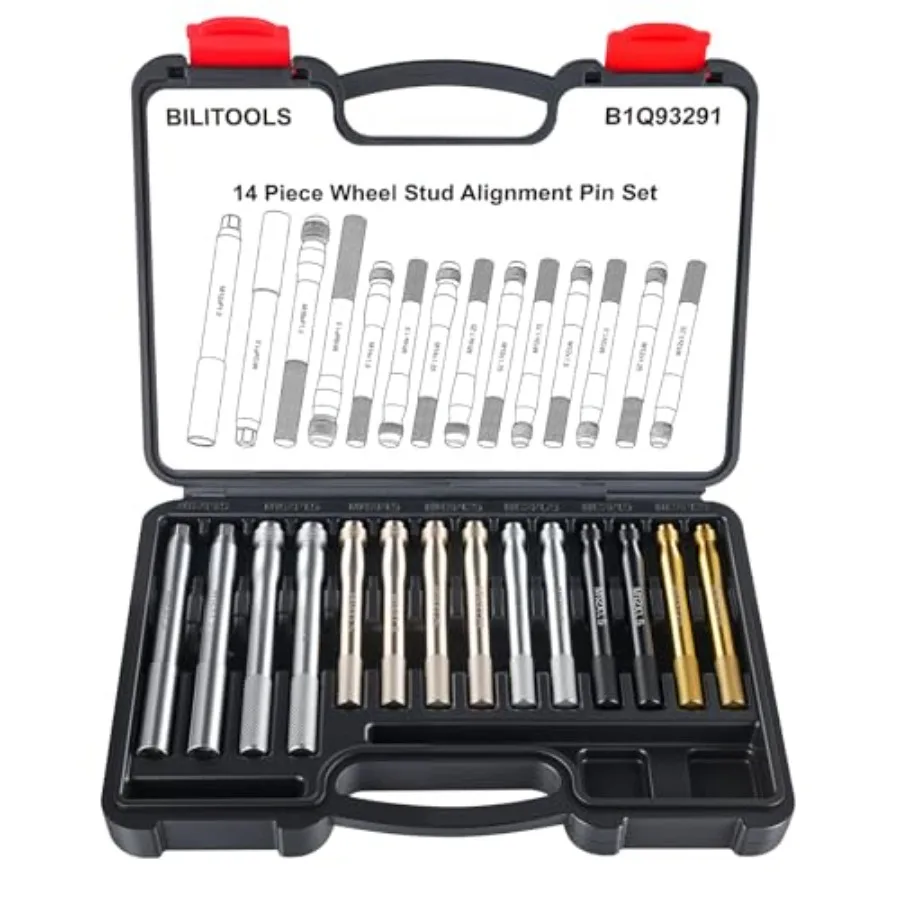 

14 Pcs Master Wheel Hanger Alignment Pin Set Wheel Stud Pilot Pinds M12x1.25 M12x1.5 M12x1.75 M14x1.25 M14x1.5 M16xP1.5 M12xP1.