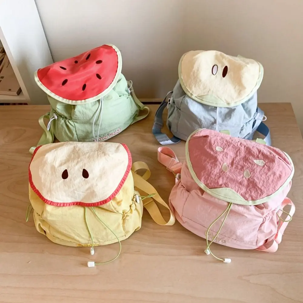 

Korean Style Outdoor Drawstring Backpack Dopamine Color Travel Fruit Nylon Backpack Large Capacity Waterproof