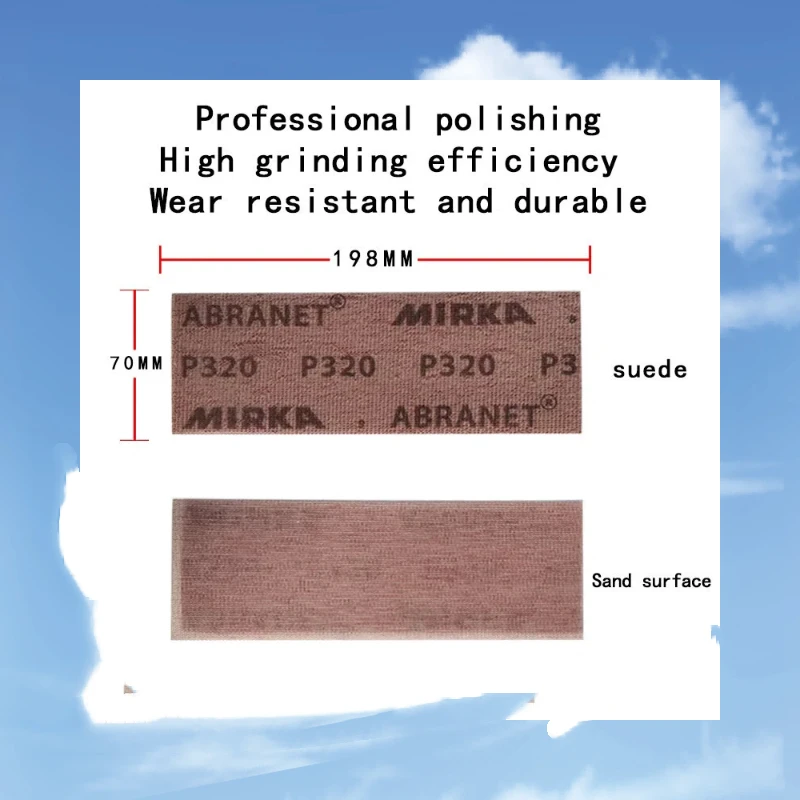 70×198mm Mirka Abranet Rectangular Mesh Sandpaper 80-400 Grit Flocking Dry Sanding Anti-Clog Abrasive Paper for Car Paint Putty