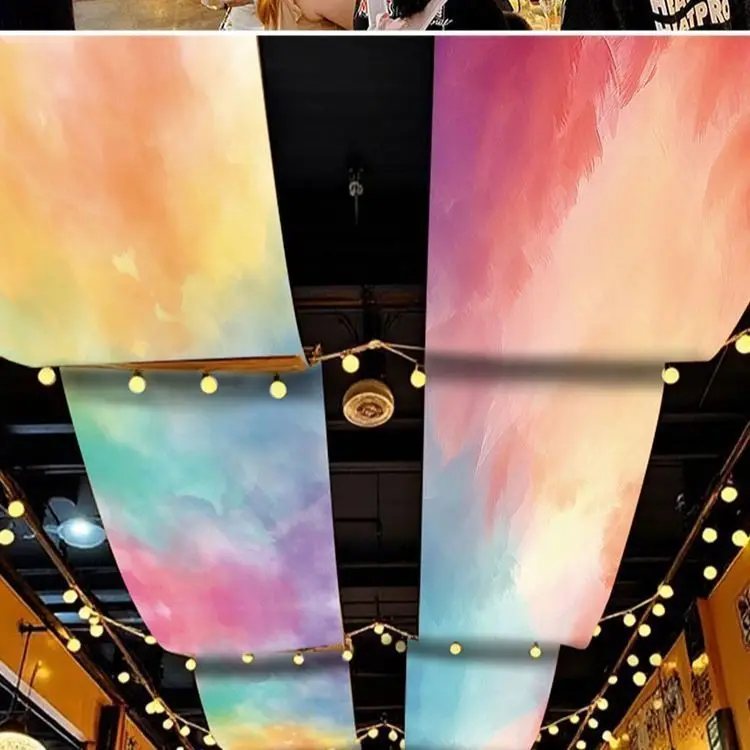 Indoor Internet celebrity canopy bar decorations Outdoor canopy cloth Ceiling special cloth Hanging blue sky and white clouds