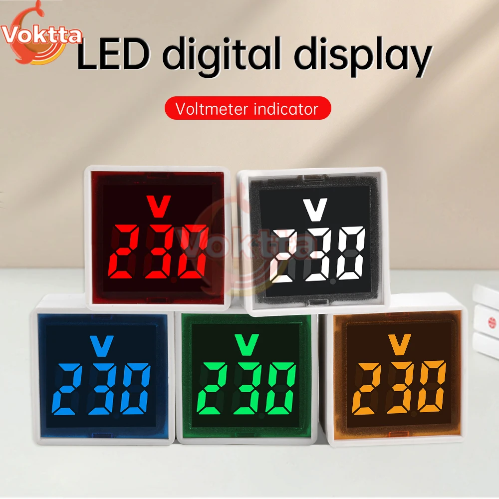 AC 50V-500V Square Voltmeter Digital Voltage Tester Monitor EU Plug LED Display Voltmeter Indicator Light Electrical Instruments