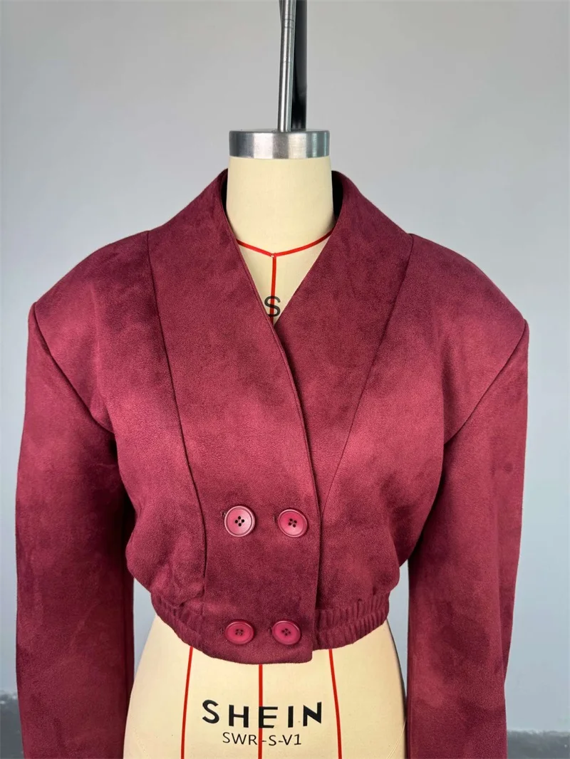 Abito da donna bordeaux 1 pezzo blazer corto giacca da ufficio formale autunnale da donna cappotto da sposa da sera sexy per ragazza calda invernale