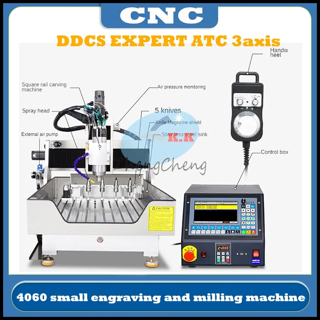 HOT CNC DDCS EXPERT M350 3axis 4060 small engraving and milling machine ATC precision engraving machining with knife library