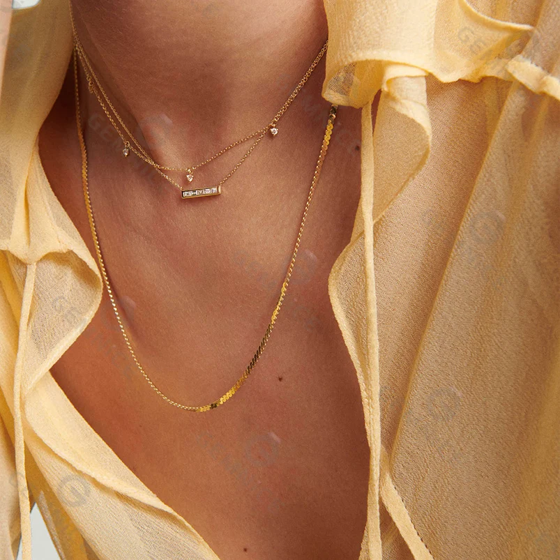 Kalung Rantai Ular Minimalis Custom Berlapis Emas 18k, Perhiasan Baru, Promo Panas