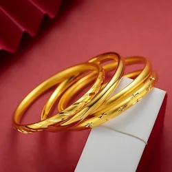 Bracciale chiuso antico in oro 999 di alta qualità con pioggia di meteoriti AU999 Bracciale in oro puro Gioielli da donna