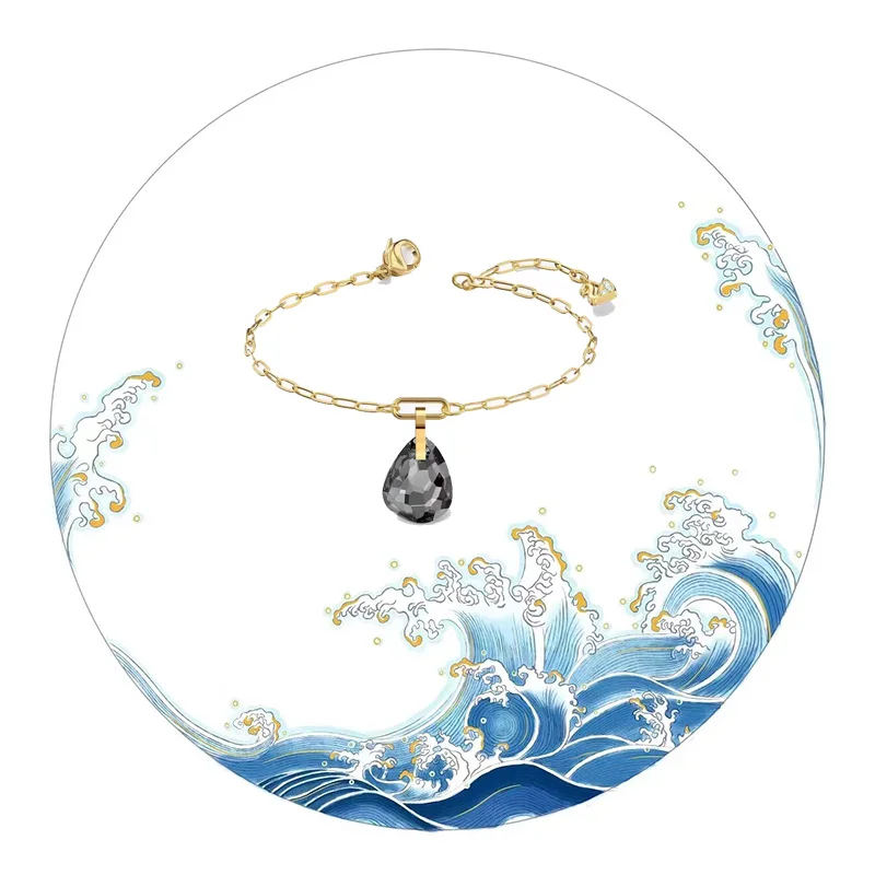 Women\'s S925 Silver Combination Jewelry Set, Elegant Necklace, Black Pendant, High Quality