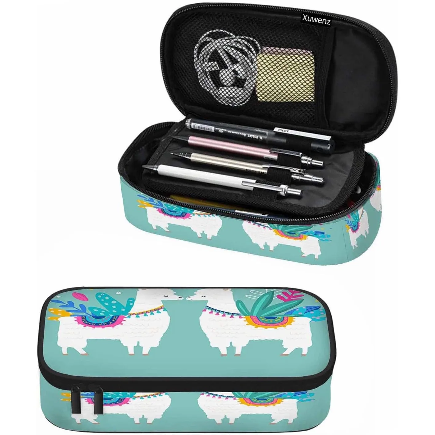 

Пенал из альпаки, органайзер, лама, любовь, листья животных, зеленая коробка для канцелярских принадлежностей, коробка для макияжа, школьные принадлежности для мальчиков, девочек, мужчин, женщин