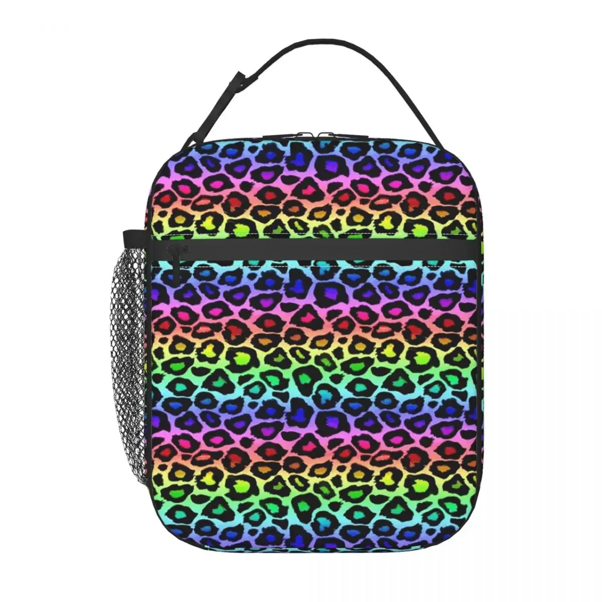 Colofrul Rainbow Leopard Print Animal Skin Cheetah Insulated Lunch Bag for Women Children Food Boxes Thermal Lunch Box Tote