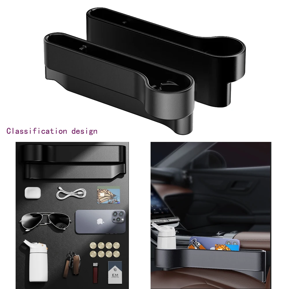 

Multifunction Car Seat Gap Storage Organizer Console Crevice Filler Side Storage Box with Cup Holder Car Interior Storage Pocket