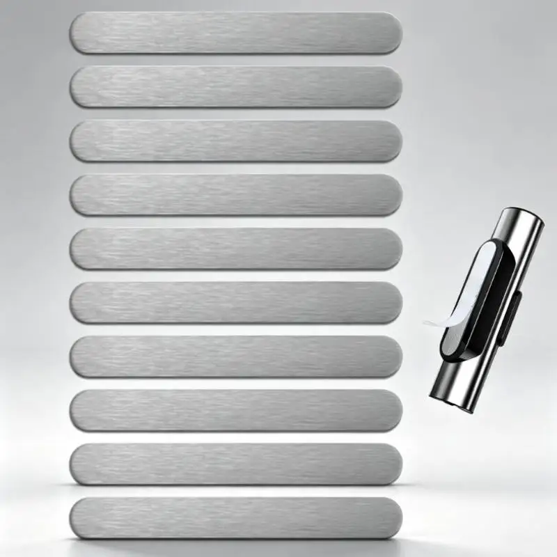10Pcs Strong Self Adhesive Magnetic Metal Strips for Car Parking Sign Phone Mount Wall Photo Hanging Use