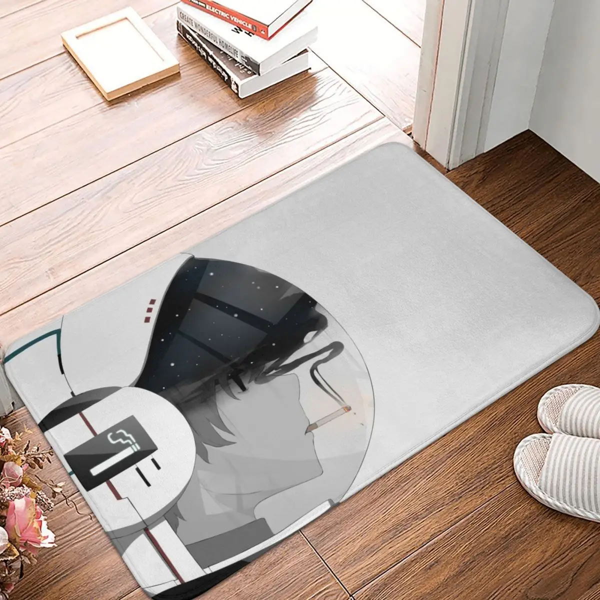 Astronaut And Space Non-slip Doormat Cartoon Smoking Boy Bath Bedroom Mat Prayer Carpet Flannel Pattern Decor