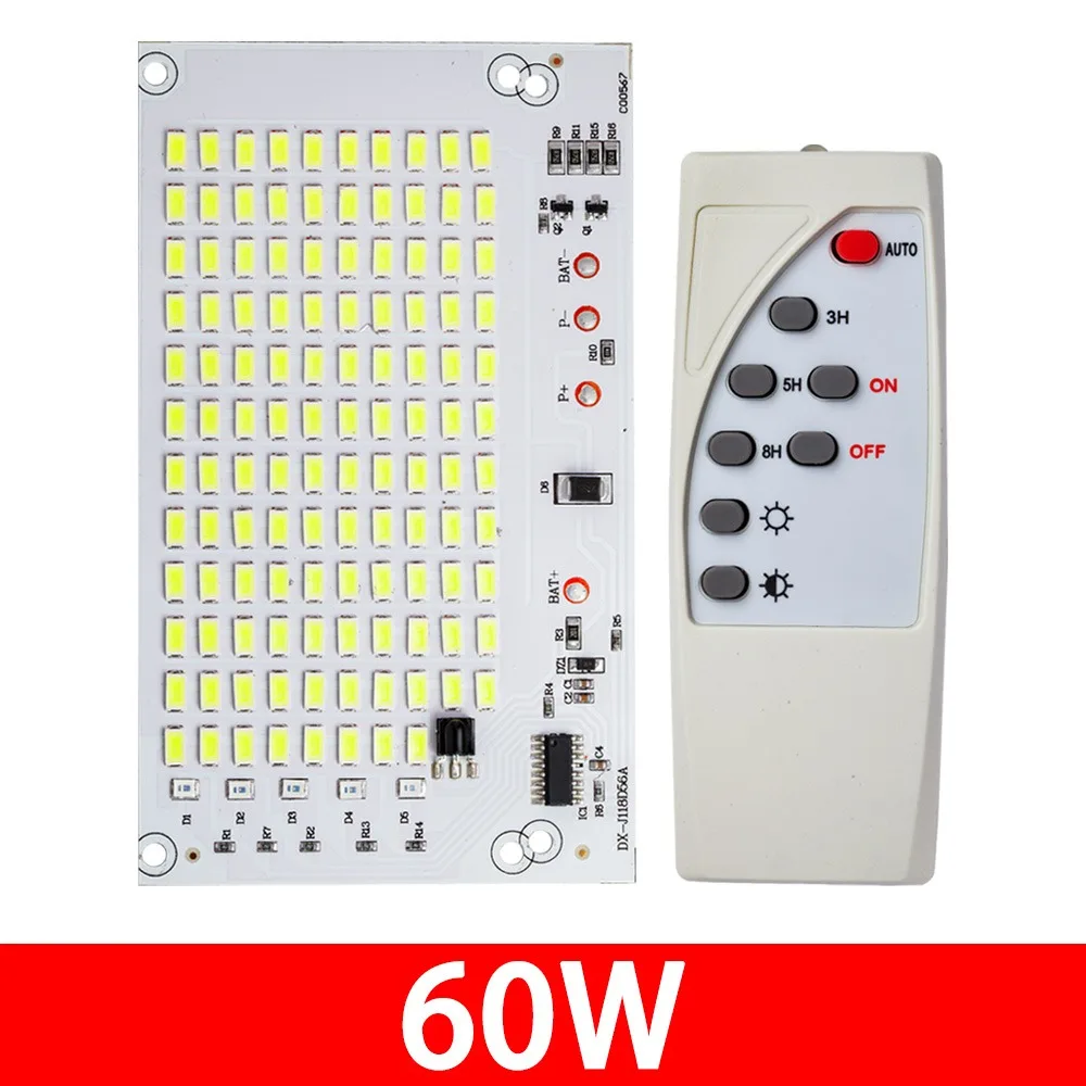 1Pcs 25/40/60/100W LED Solar Light Board White Light High Brightness Light Source Panel SMD5730 with Remote Controller