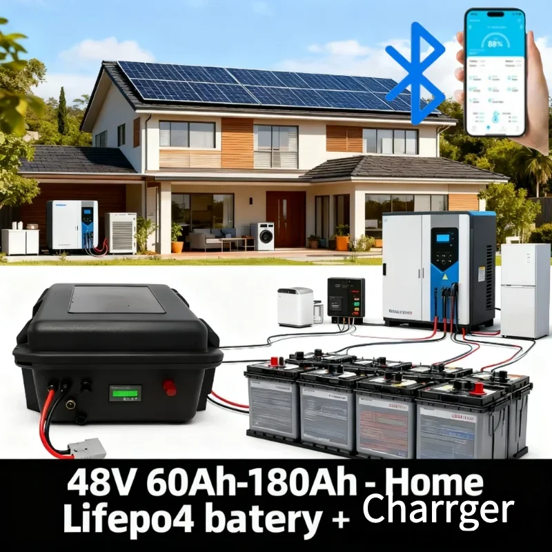 48V Lifepo4 Battery 60Ah-180Ah with 20A Charger for Trolling Motor Marine Boat Back Up Power