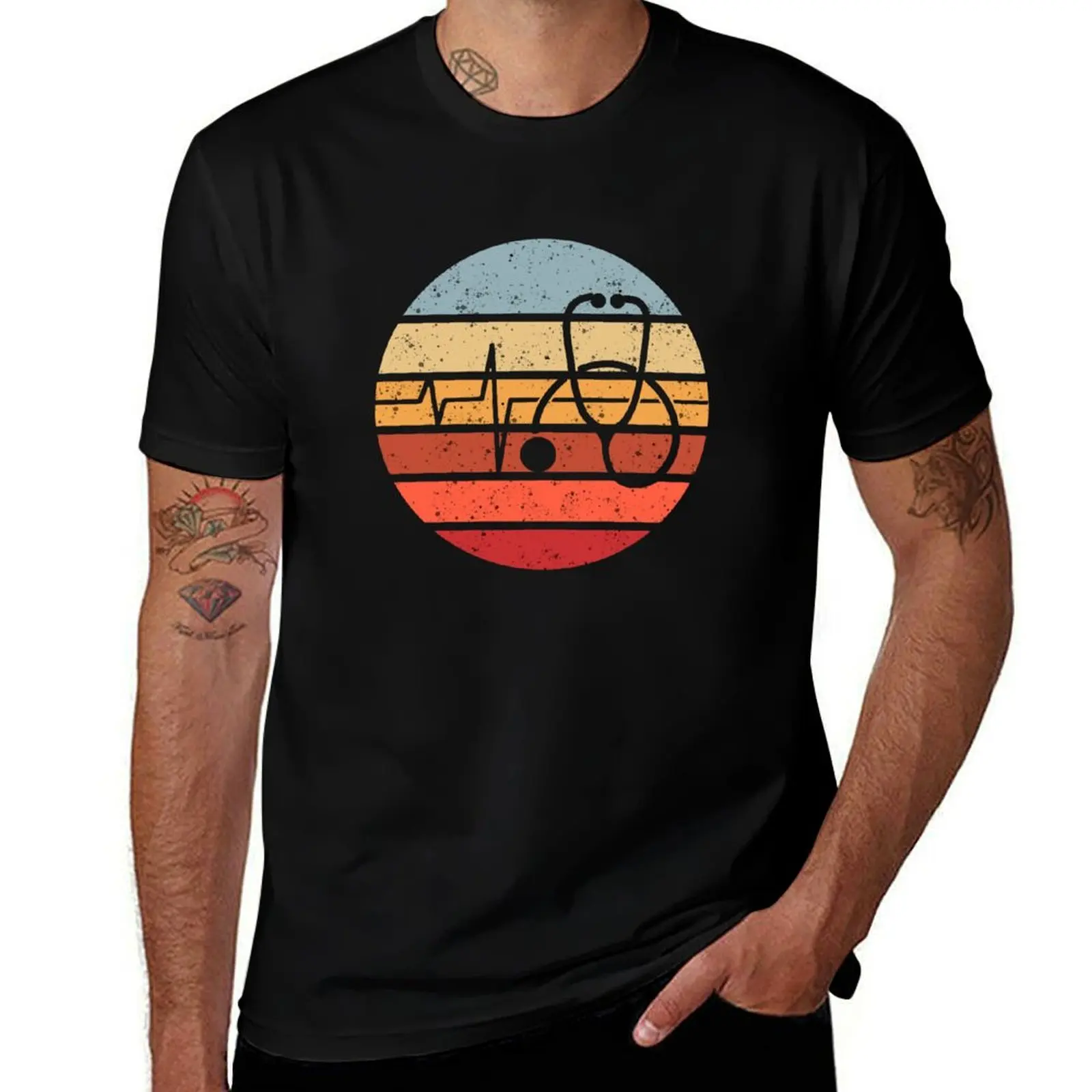 Doctor Nurse Vintage Retro Stethoscope T-Shirt Big Size Daily Wear T-Shirt