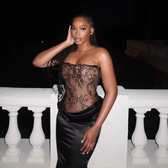 

Sexy Strapless Bodycon Bandage Skinny Package Hip Dress for Women Luxury 2025 Summer Black Lace Pleated Maxi Dresses Club Wear