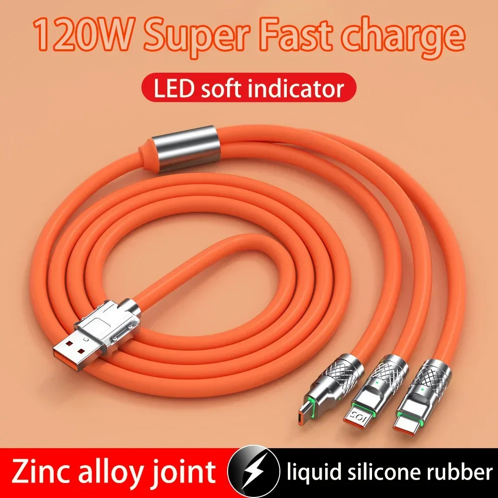 120 W Superschnellladegerät 3 in 1 USB C Kabel Multi Port Ladeadapter für IPhone Android Huawei Telefon Tablet Laptop