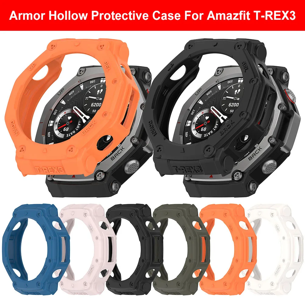 TPU Hollow Case Anti-Scratch TPU Half Cover Protective Shell Bumper Soft Case Cover for Amazfit T-REX3 Smart Watch Accessories