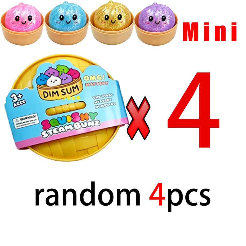 Glitzer-Dumpling-Squishy mit Box – Sensorischer Dampfkugel-Druckentlastungs-Fidget-Spielzeug aus weichem TPR-Teig für Stressabbau – Geschenk