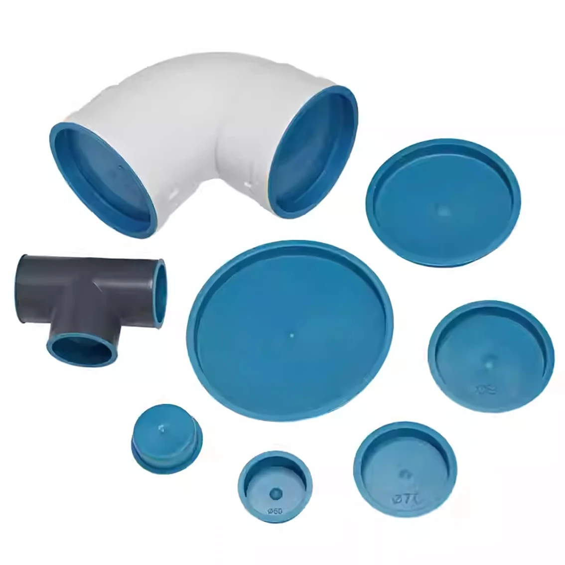 1Pcs Plastic Circular Hole Plug Seamless Steel Pipe Plug Blue PE Drain Pipe Sealing Cap Inner Diameter 38-400mm Dust Plug