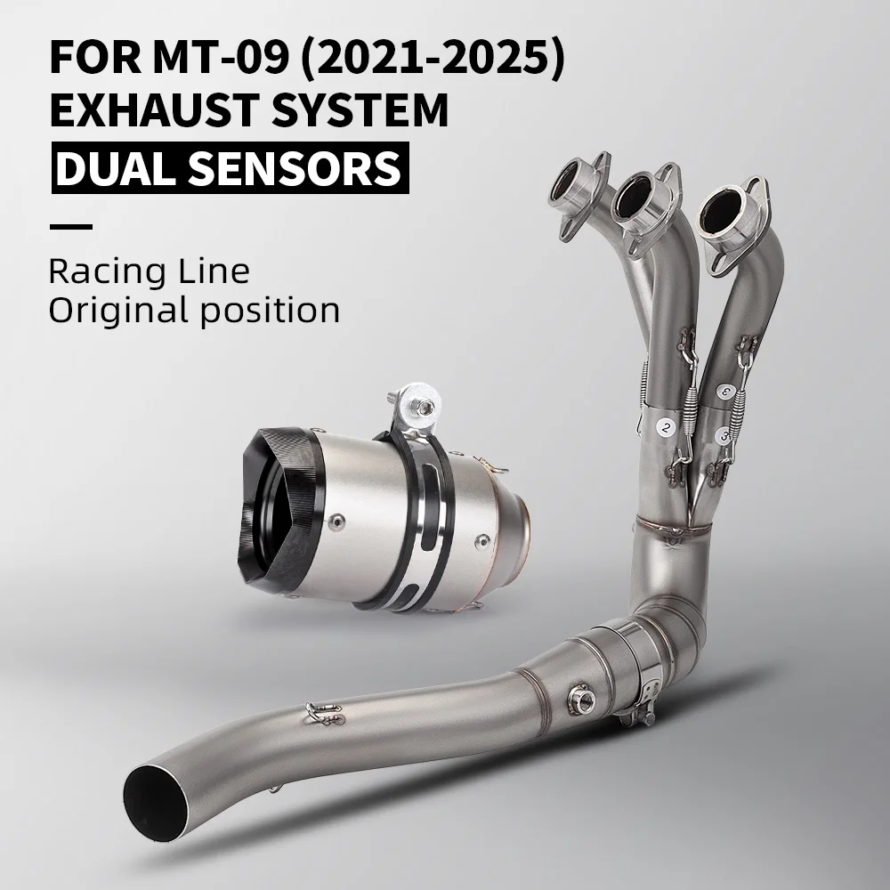 

For DUAL SENSORS MT09 FZ09 2021 - 2025 Motorcycle Full System Exhaust Muffler Escape Middle Pipe 51MM
