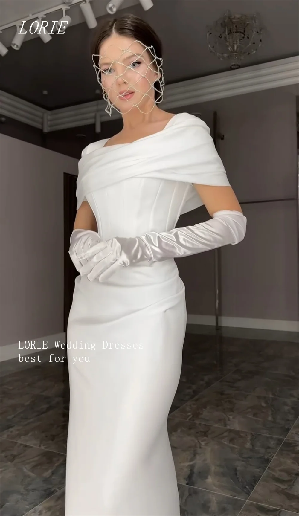 LORIE Luxury Mermaid Civil Wedding Dress Simple Square Collar Bridal Dresses Classical Engagement Wedding Gown Customized 2026