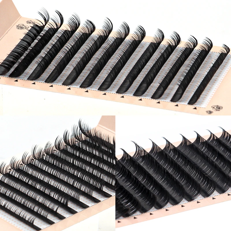 Wholesale 10/30/50 Case C/D Curl Soft Split Tips Shaped Lash Matte Black Ellipse Flat Eyelash Extensions Individual Nature Lash