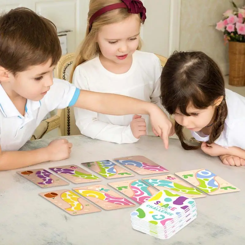 Puzzles serpent Cartes d'animaux Puzzles assortis Activités d'apprentissage préscolaire de dessins animés Jeux de fête en famille pour les enfants de 3 ans pour améliorer