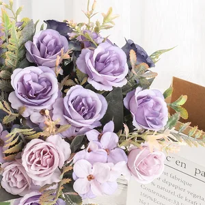 Beautiful roses artificial flowers, counterfeit flowers, silk peony, hortênsia, Big Bride Bouquet, wedding, home party, diy decoration, autumn 10 Main Sales Giant Flower - №1