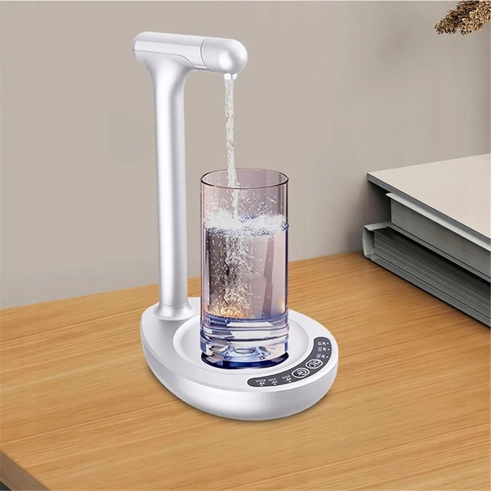 Perlweiße tragbare Handwasserpumpe mit Auffangschale, kompakte Wasserpumpe für Küche, Picknick und Outdoor-Nutzung