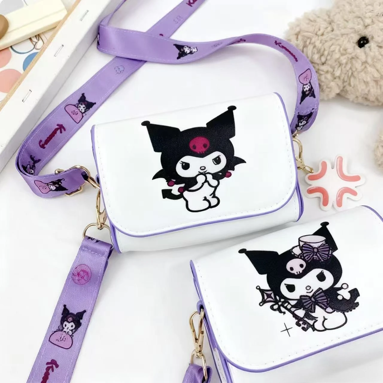 

2025 New Sanrio Kuromi Children's Shoulder Bag Cartoon Cute Girl Zero Wallet Mini Fashion Accessories Girl Bag