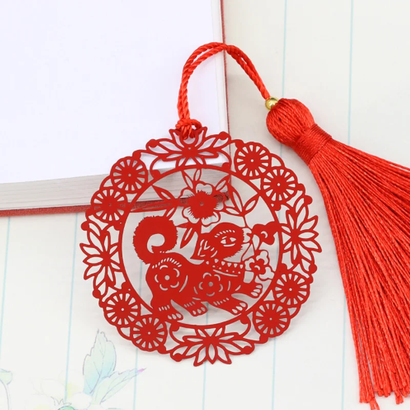 Kawaii Naughty Dog Bookmark Student Exquisite Office Portable Reading Pendant Stationery DIY Tassel Alloy Decoration Supplies