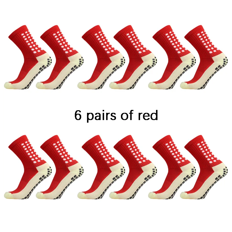 6 pairs of anti-skid classic sports socks with adhesive points, football socks