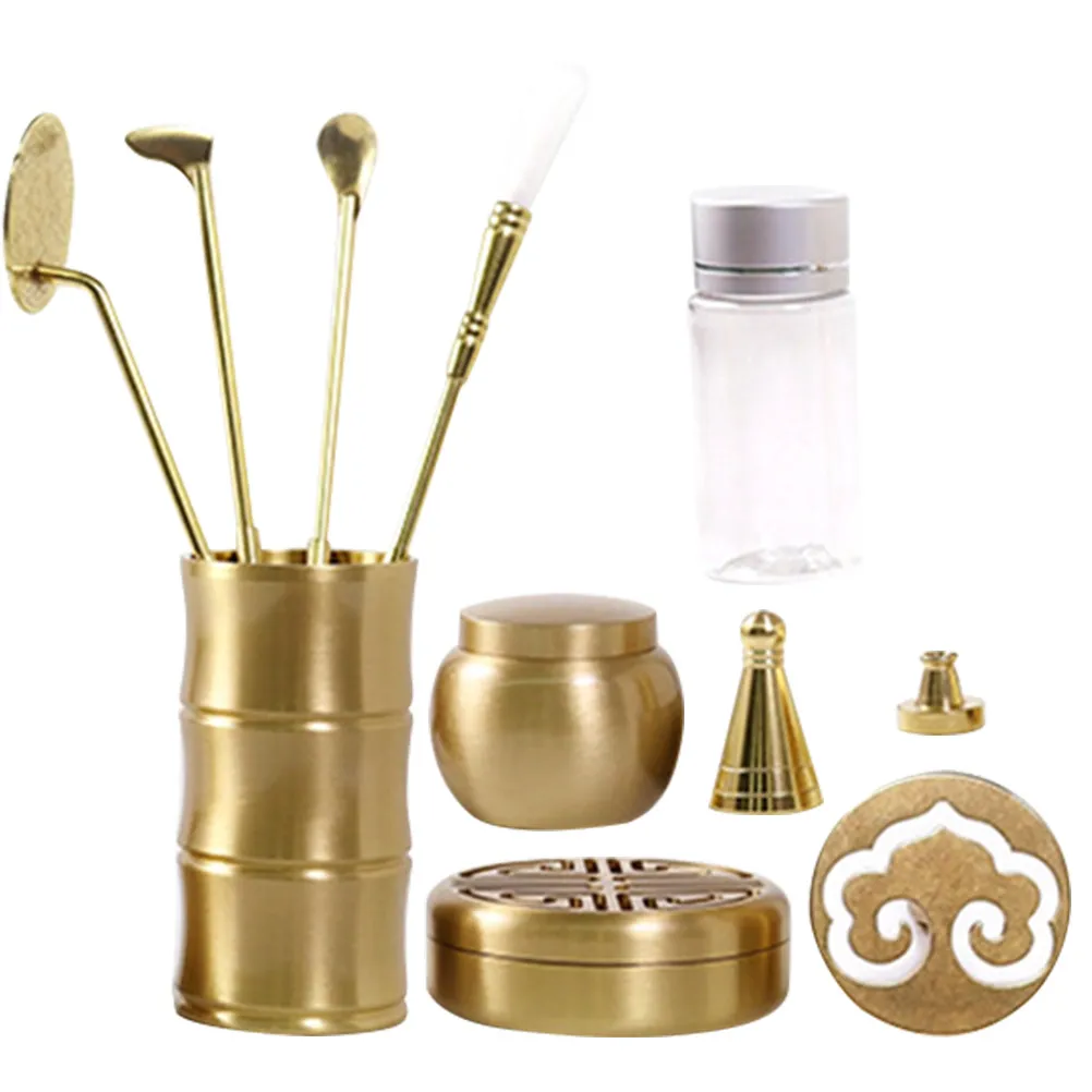 

1Set Premium Brass Incense Making Kit Includes Spoon Shovel Brush Mold Press for Powder Incense Cones Meditation Yoga Spa