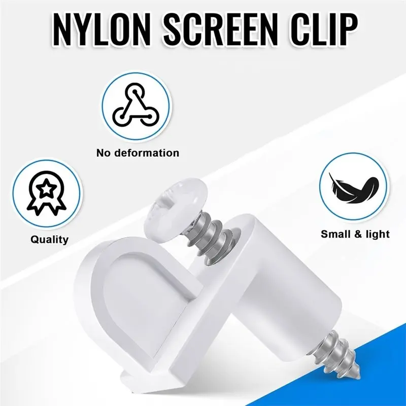 JHD 48 Pack 3/8 In Nylon Window Screen Clip With Screws Offset Clips For Fastens Storm Window, Storm Panels(White)