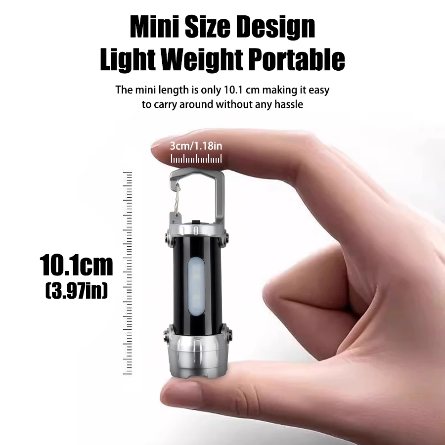 Mini LED Keychain Flashlight COB Handheld Work Light Keyring Practical Inspection Light Key Chain For Outdoor Camping Activities