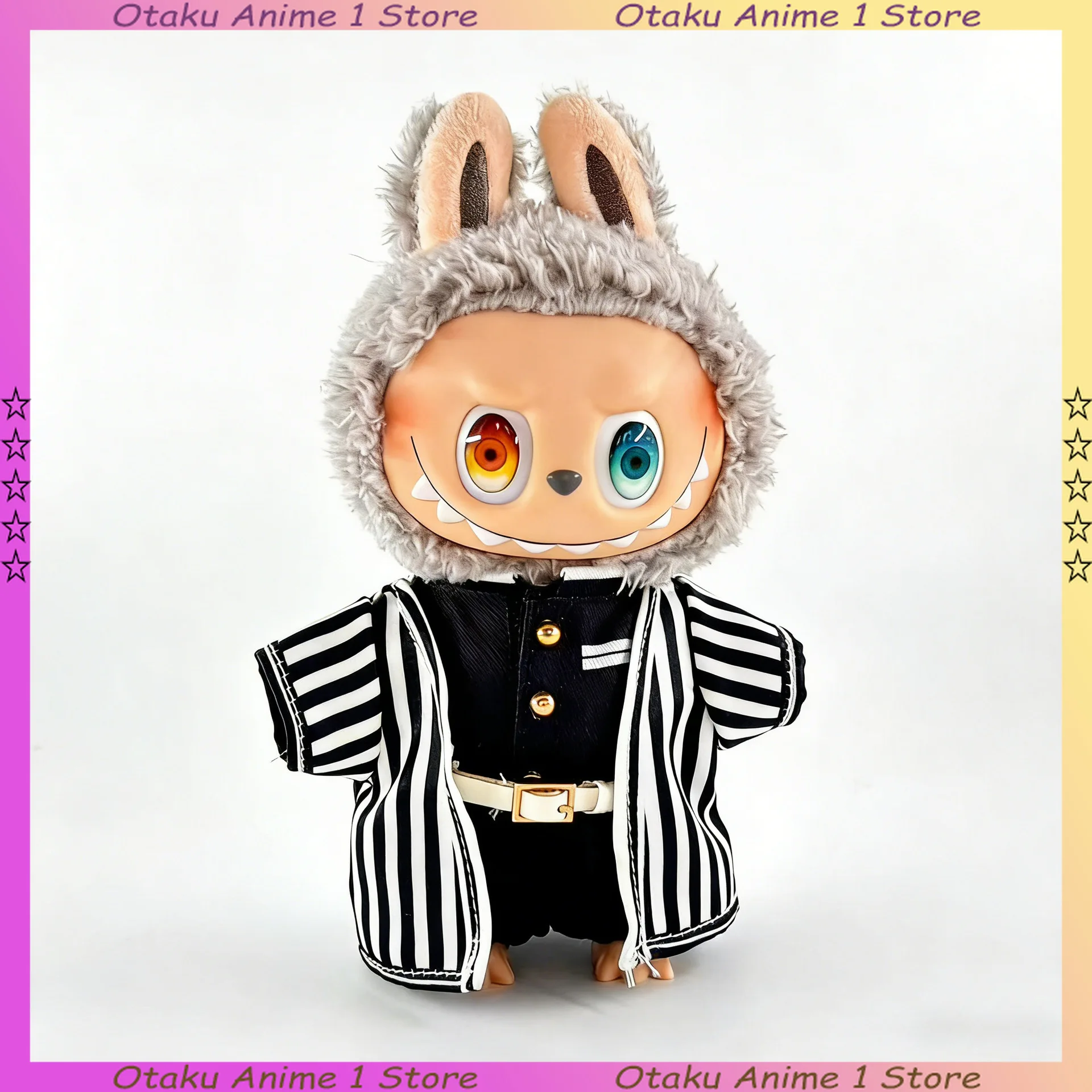 New Labubu 3.0 Clothes Luxury Demon Slayer Obanai Mitsuri Outfit with Wig Mini Plush Doll Clothing Fashion Doll Accessories Gift